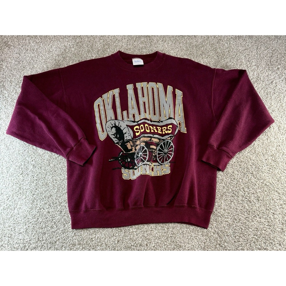 Vintage Oklahoma Sooners Sweatshirt Men's Size Large 1990s Tultex Crew Neck